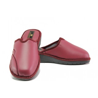 Анатомични винени домашни чехли, здрава еко-кожа - ежедневни обувки за целогодишно ползване N 100013240