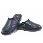 Анатомични тъмносини домашни чехли, здрава еко-кожа - ежедневни обувки за целогодишно ползване N 100013241