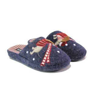 Анатомични тъмносини домашни чехли, текстилна материя - ежедневни обувки за целогодишно ползване N 100013298