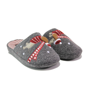 Анатомични сиви домашни чехли, текстилна материя - ежедневни обувки за целогодишно ползване N 100013299