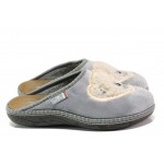 Анатомични сиви домашни чехли, текстилна материя - ежедневни обувки за целогодишно ползване N 100013401