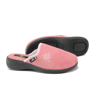 Анатомични розови домашни чехли, текстилна материя - ежедневни обувки за целогодишно ползване N 100013399