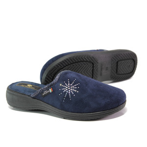 Анатомични тъмносини домашни чехли, текстилна материя - ежедневни обувки за целогодишно ползване N 100013396