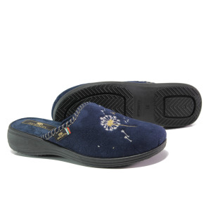 Анатомични тъмносини домашни чехли, текстилна материя - ежедневни обувки за целогодишно ползване N 100013395