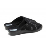 Анатомични черни дамски пантофки, текстилна материя - ежедневни обувки за целогодишно ползване N 100013464