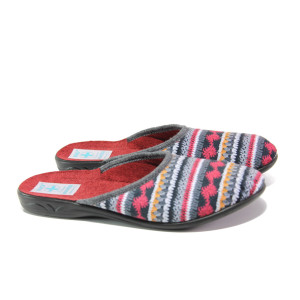 Анатомични винени дамски пантофки, текстилна материя - ежедневни обувки за целогодишно ползване N 100013462