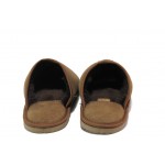 Кафяви домашни чехли, естествена кожа - ежедневни обувки за есента и зимата N 100013473