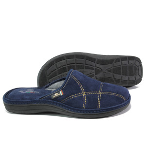 Анатомични тъмносини домашни чехли, текстилна материя - ежедневни обувки за целогодишно ползване N 100013482