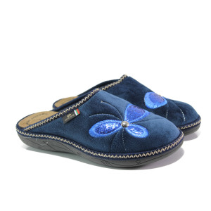 Анатомични тъмносини домашни чехли, текстилна материя - ежедневни обувки за целогодишно ползване N 100013477