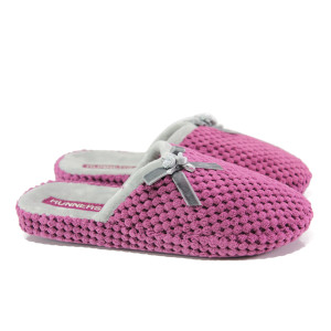 Анатомични Лилави домашни чехли, текстилна материя - равни обувки за целогодишно ползване N 100013157