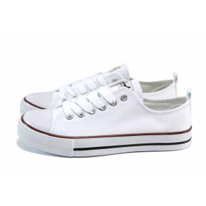 Бели тинейджърски маратонки, текстилна материя - спортни кецове за пролетта и лятото N 100012552