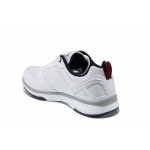 Бели мъжки маратонки, еко-кожа и текстилна материя - спортни обувки за пролетта и лятото N 100012060