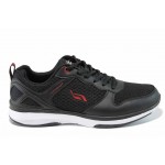 Черни мъжки маратонки, еко-кожа и текстилна материя - спортни обувки за пролетта и лятото N 100012059