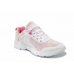 Бели дамски маратонки, еко-кожа и текстилна материя - спортни обувки за пролетта и лятото N 100012052