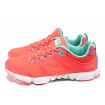 Коралови дамски маратонки, еко-кожа и текстилна материя - спортни обувки за пролетта и лятото N 100012051