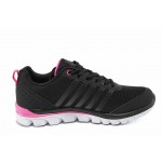 Черни дамски маратонки, еко-кожа и текстилна материя - спортни обувки за пролетта и лятото N 100012049