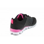 Черни дамски маратонки, еко-кожа и текстилна материя - спортни обувки за пролетта и лятото N 100012049