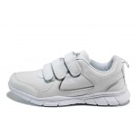 Бели дамски маратонки, здрава еко-кожа - спортни обувки за пролетта и лятото N 100012255