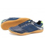 Тъмносини мъжки маратонки, еко-кожа и текстилна материя - футболни обувки за пролетта и лятото N 100012262