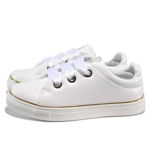 Бели детски маратонки, текстилна материя - спортни обувки за пролетта и лятото N 100012194