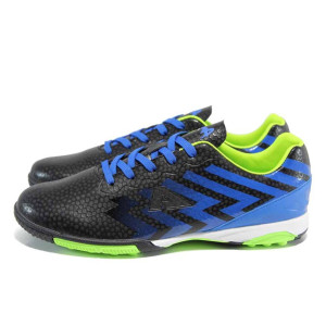 Тъмносини юношески стоножки за футбол, здрава еко-кожа - футболни обувки за целогодишно ползване N 100012198