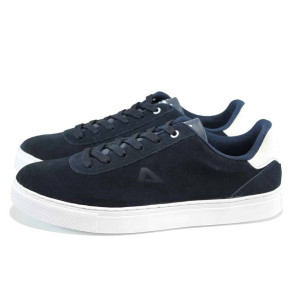 Тъмносини мъжки спортни обувки, естествен набук - всекидневни обувки за пролетта и лятото N 100012259