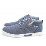 Сини мъжки спортни обувки, текстилна материя - всекидневни обувки за пролетта и лятото N 100012201