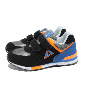 Черни детски маратонки, текстилна материя - спортни обувки за пролетта и лятото N 100012184