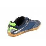 Тъмносини юношески стоножки за футбол, еко-кожа и текстилна материя - спортни обувки за целогодишно ползване N 100012197