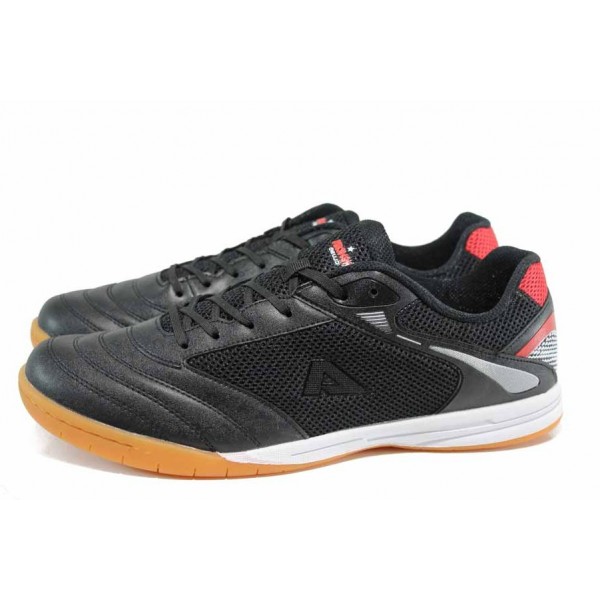 Черни мъжки маратонки, еко-кожа и текстилна материя - футболни обувки за пролетта и лятото N 100012323