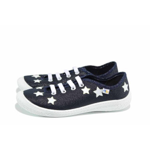 Сини анатомични детски обувки, текстилна материя - равни обувки за целогодишно ползване N 100012319