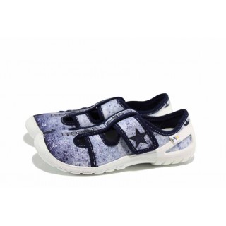 Сини анатомични детски обувки, текстилна материя - равни обувки за целогодишно ползване N 100012322