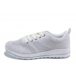 Бели дамски маратонки, текстилна материя - спортни обувки за пролетта и лятото N 100012376