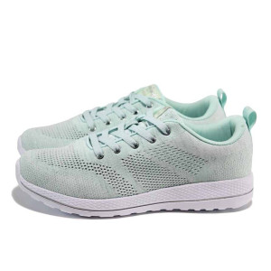 Зелени дамски маратонки, текстилна материя - спортни обувки за пролетта и лятото N 100012377