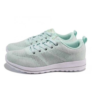 Зелени дамски маратонки, текстилна материя - спортни обувки за пролетта и лятото N 100012377