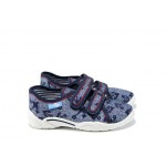 Сини анатомични детски обувки, текстилна материя - равни обувки за целогодишно ползване N 100012380
