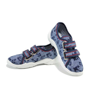 Сини анатомични детски обувки, текстилна материя - равни обувки за целогодишно ползване N 100012380