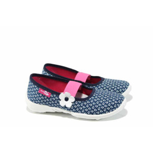 Сини анатомични детски обувки, текстилна материя - равни обувки за целогодишно ползване N 100012383