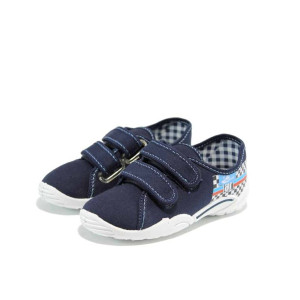 Сини анатомични детски обувки, текстилна материя - равни обувки за целогодишно ползване N 100012381