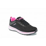 Черни дамски маратонки, текстилна материя - спортни обувки за пролетта и лятото N 100012423