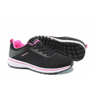 Черни дамски маратонки, текстилна материя - спортни обувки за пролетта и лятото N 100012423
