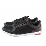 Черни мъжки спортни обувки, еко-кожа и текстилна материя - спортни обувки за пролетта и лятото N 100012417