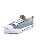 Сини мъжки спортни обувки, текстилна материя - спортни кецове за пролетта и лятото N 100012555