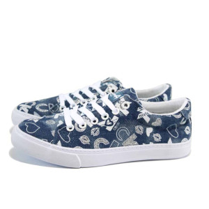 Сини детски маратонки, текстилна материя - спортни кецове за пролетта и лятото N 100012543