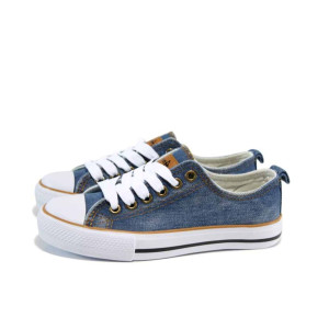 Сини детски маратонки, текстилна материя - спортни кецове за пролетта и лятото N 100012528