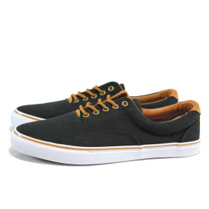 Черни мъжки спортни обувки, текстилна материя - ежедневни обувки за пролетта и лятото N 100012557