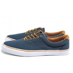 Сини мъжки спортни обувки, текстилна материя - ежедневни обувки за пролетта и лятото N 100012556