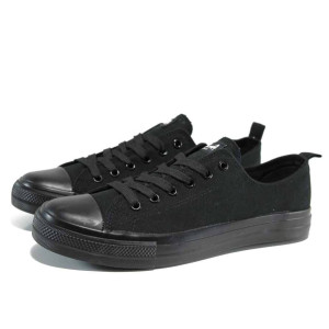 Черни мъжки маратонки, текстилна материя - спортни кецове за пролетта и лятото N 100012561