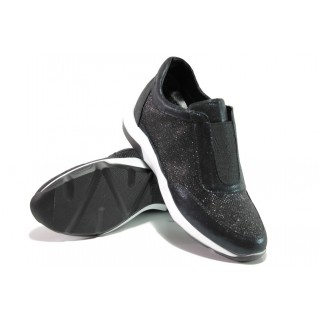 Анатомични черни спортни дамски обувки, еко-кожа и текстилна материя - ежедневни обувки за есента и зимата N 100012966