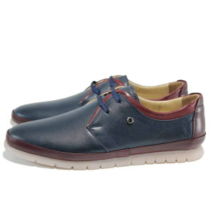 Тъмносини анатомични мъжки обувки, естествена кожа - всекидневни обувки за пролетта и лятото N 100012123